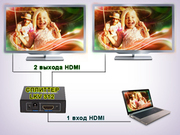 HDMI сплиттер 1:2,  (1 вход HDMI > 2 выхода HDMI)